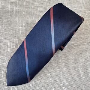 Vintage Mark of California Striped Neck Tie Navy Blue Red Gradient 55 in L Short